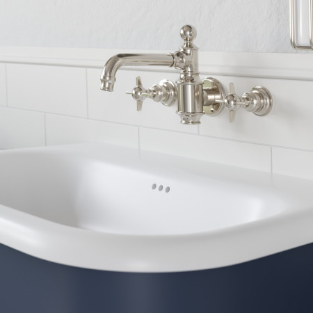 Burlington Chalfont 750mm Single Drawer Vanity Unit with Basin in Blue Basin Close Up