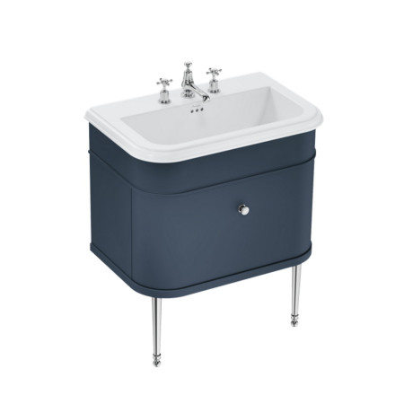 Burlington Chalfont 750mm Single Drawer Vanity Unit with Basin in Blue with 3TH Ceramic Basin