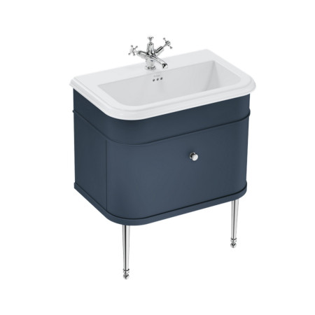 Burlington Chalfont 750mm Single Drawer Vanity Unit with Basin in Blue with 1TH Ceramic Basin