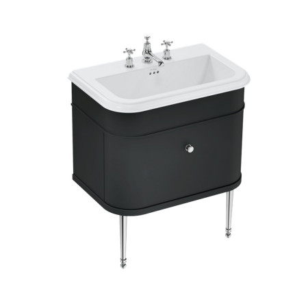 Burlington Chalfont 750mm Single Drawer Vanity Unit with Basin in Matt Black with 3TH Ceramic Basin