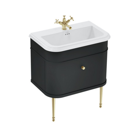 Burlington Chalfont 750mm Single Drawer Vanity Unit with Basin in Matt Black with 1TH Ceramic Basin