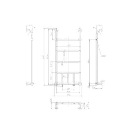 R12CHR Burlington Chaplin Towel Radiator Line Drawing