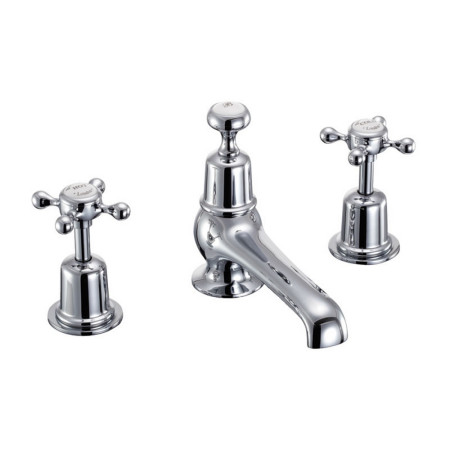 Burlington Claremont 3 Tap Hole Basin Mixer with Pop Up Waste in Chrome