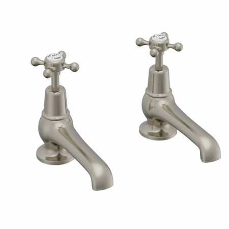Burlington Claremont Brushed Nickel 5 Inch Basin Pillar Taps
