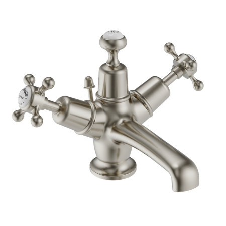Burlington Claremont Brushed Nickel Basin Mixer with Pop Up Waste