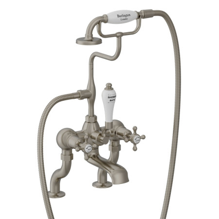 Burlington Claremont Brushed Nickel Bath Shower Mixer Deck Mounted