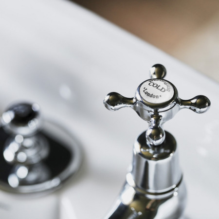 Burlington Claremont Chrome 5 Inch Basin Taps Crosshead Handle