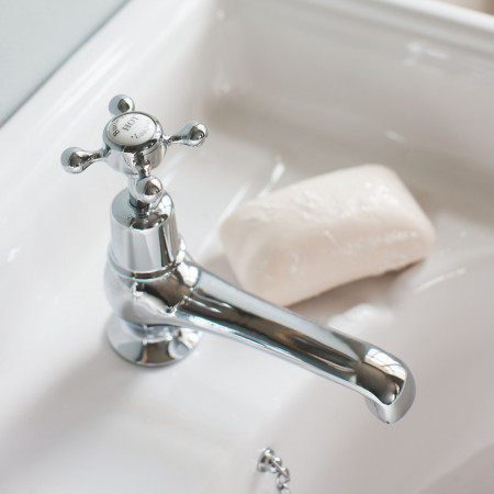 Burlington Claremont Chrome 5 Inch Basin Taps Top View of Tap Top View of Tap