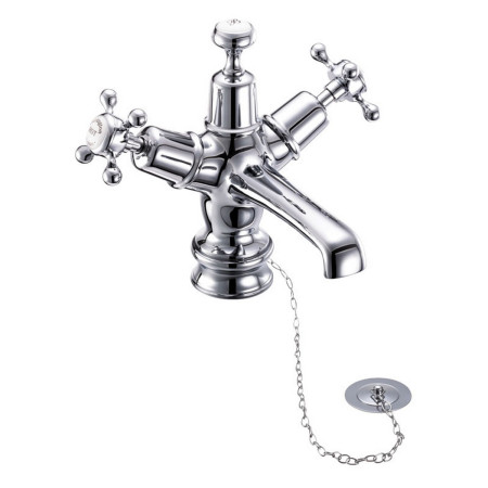 Burlington Claremont Chrome Monobloc Basin Mixer with Plug and Chain Waste