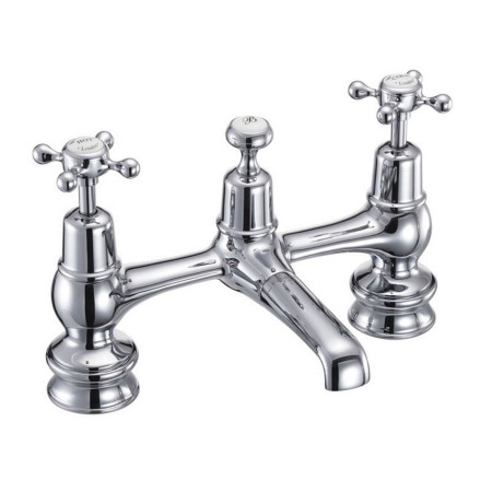 Burlington Claremont Regent 2 Tap Hole Bridge Basin Mixer with Plug and Chain Waste