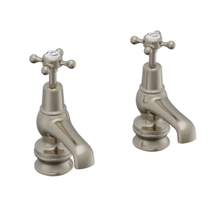 Burlington Claremont Regent Brushed Nickel 3 Inch Cloakroom Basin Taps