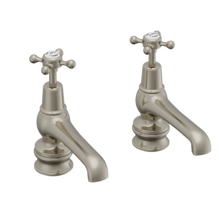 Burlington Claremont Regent Brushed Nickel 5 Inch Basin Pillar Taps