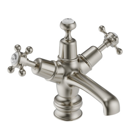 Burlington Claremont Regent Brushed Nickel Basin Mixer with Click Clack Waste