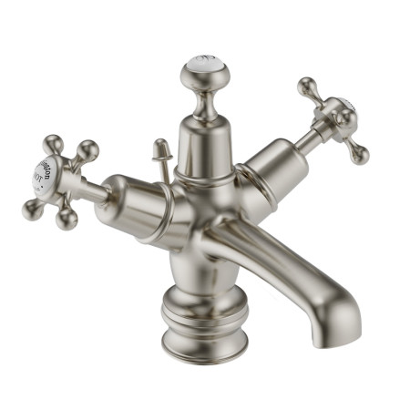 Burlington Claremont Regent Brushed Nickel Basin Mixer with Pop Up Waste