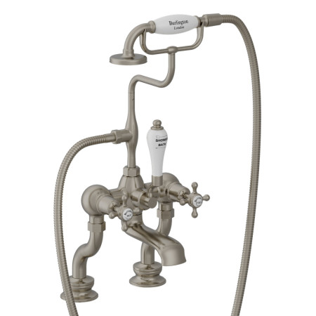 Burlington Claremont Regent Brushed Nickel Bath Shower Mixer Deck Mounted