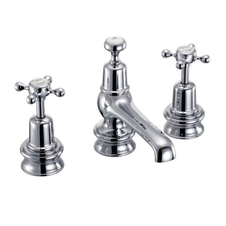 Burlington Claremont Regent Chrome 3 Tap Hole Basin Mixer with Pop Up Waste