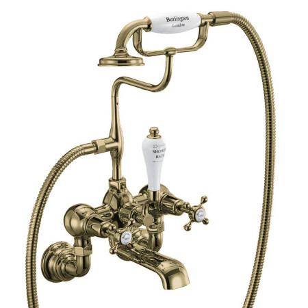 Burlington Claremont Wall Mounted Gold Bath Shower Mixer