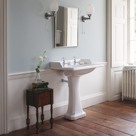 Burlington Classic 650mm Basin with Invisible Overflow and Classic Standard Pedestal Lifestyle