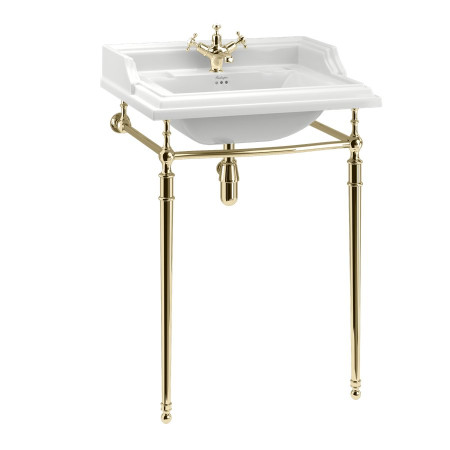 Burlington Classic 650mm Rectangle Basin with Gold Washstand