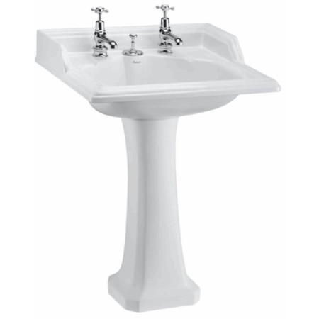 B142TH/P6/W9 Burlington Classic 65cm Basin with Invisible Overflow and Classic Standard Pedestal
