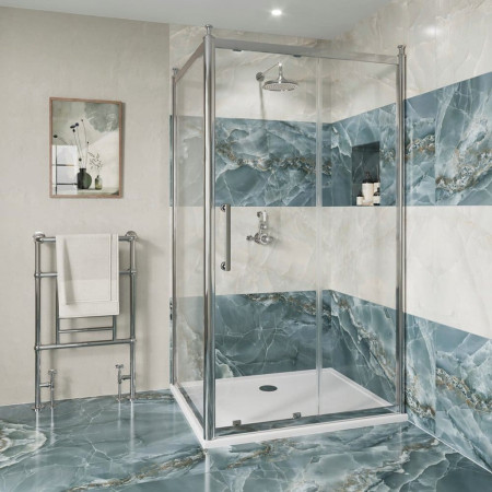 CQSLSC1700 Burlington Classique 1700mm Sliding Shower Door in Chrome with 1909 Handle & a Side Panel