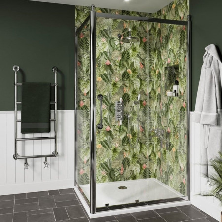 CQSLSC1700 Burlington Classique 1700mm Sliding Shower Door in Chrome with 1850 Handle & a Side Panel