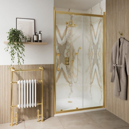 CQSLGC1200 Burlington Classique 1200mm Sliding Shower Door in Gold