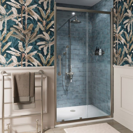 Burlington Classique 1400mm Sliding Shower Door in Brushed Nickel