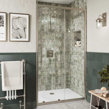 CQSLLC1400 Burlington Classique 1400mm Sliding Shower Door in Brushed Nickel with 1909 Handle