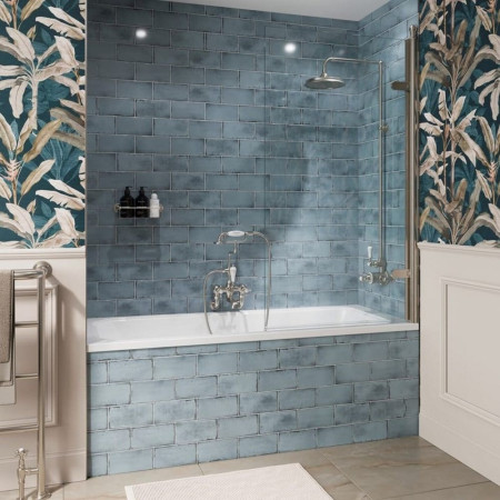 Burlington Classique 1500mm Hinged Brushed Nickel Bath Screen