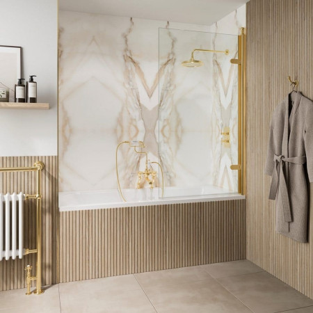 Burlington Classique 1500mm Hinged Gold Bath Screen