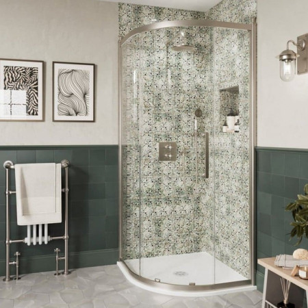 CQQSLC0800 Burlington Classique 800mm Brushed Nickel 1 Door Quadrant Shower Enclosure with 1909 Handles