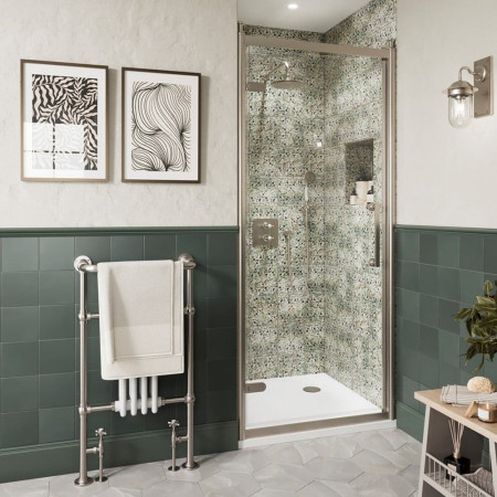 CQHDLC0800 Burlington Classique 800mm Hinged Shower Door in Brushed Nickel with 1909 Handle