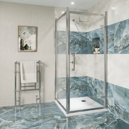 CQHDSC0800 Burlington Classique 800mm Hinged Shower Door in Chrome with 1909 Handle & a Side Panel