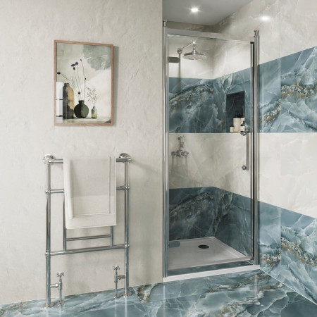 CQHDSC1000 Burlington Classique 1000mm Hinged Shower Door in Chrome with 1909 Handle