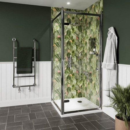 CQHDSC0800 Burlington Classique 800mm Hinged Shower Door in Chrome with 1850 Handle & a Side Panel
