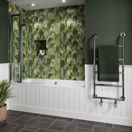 CQBSILADC08501850 Burlington Classique Chrome 850mm Hinged Inline Bath Screen and Handle Lifestyle