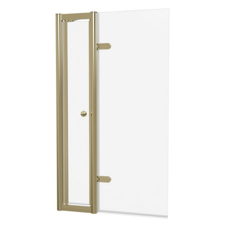 Burlington Classique Gold 850mm Hinged Inline Bath Screen and Handle