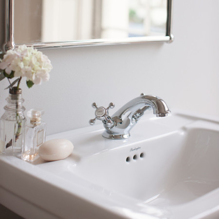 Burlington Contemporary 580mm Basin with Semi Pedestal with Stafford Basin Mixer