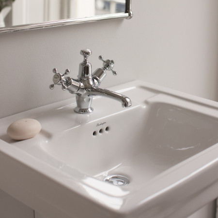 Burlington Contemporary 580mm Basin with Semi Pedestal with Claremont Basin Mixer