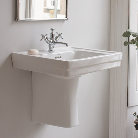 Burlington Contemporary 580mm Basin with Semi Pedestal Lifestyle