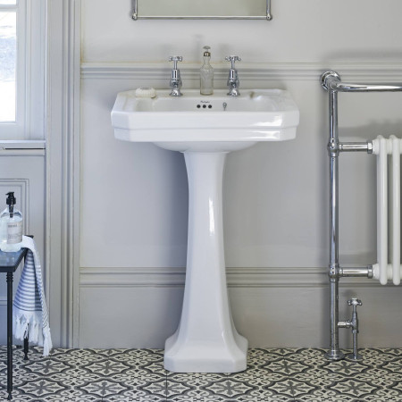 Burlington Contemporary 580mm Basin with Standard Pedestal 2TH Design