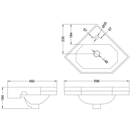 B10 Burlington Corner 59.8cm Cloakroom Basin (2)
