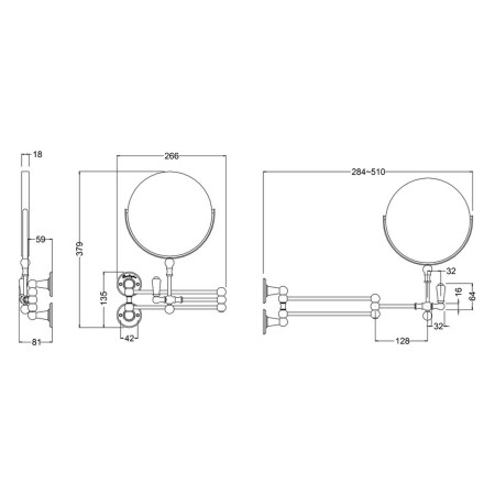 A57CHR Burlington Cosmetic Wall Mirror Chrome Line Drawing
