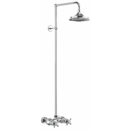 Burlington Eden Thermostatic Exposed Shower Bar Valve Single Outlet with Rigid Riser and Swivel Shower Arm with 6 Inch Rose BEF1S+V16