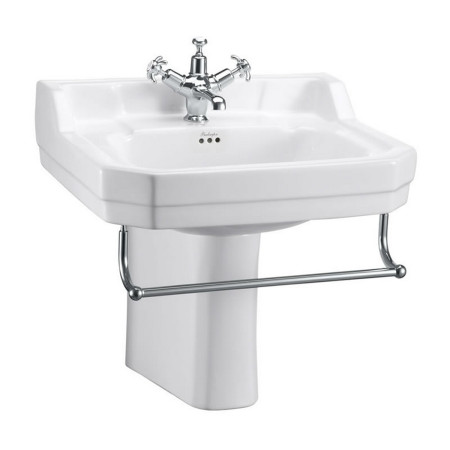 Burlington Edwardian 560mm Basin and Semi Pedestal with Towel Rail