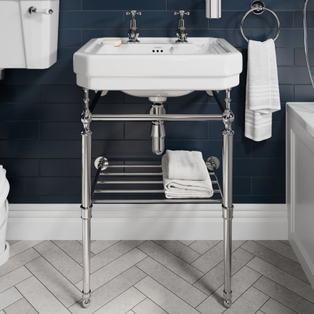 Burlington Edwardian 560mm Basin with Chrome Plated Washstand Lifestyle
