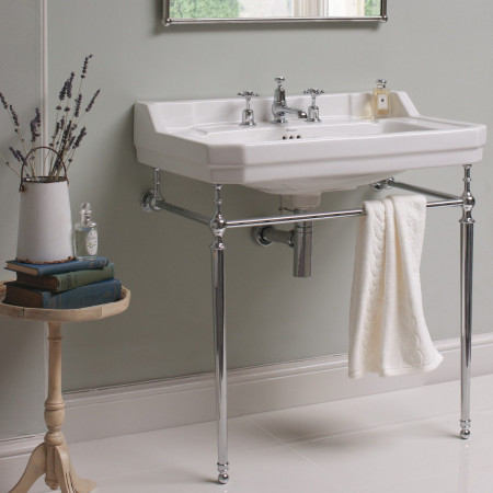 Burlington Edwardian 800mm Basin with Chrome Plated Washstand Lifestyle