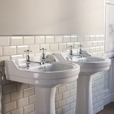 Burlington Edwardian Round 560mm Basin and Standard Pedestal 2TH Design