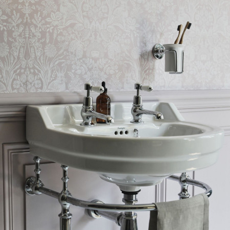Burlington Edwardian Round 560mm Basin with Chrome Washstand Lifestyle
